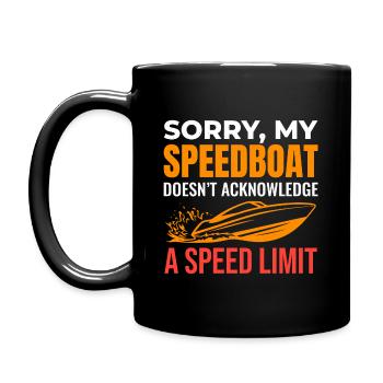 Speedboat Racing Humor for Boating Enthusiasts - Full Colour Mug - black - Left