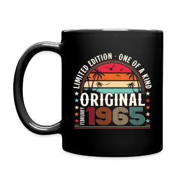 60. Geburtstag Geschenk Mann Original Februar 1965 - Tasse einfarbig - Schwarz - Links