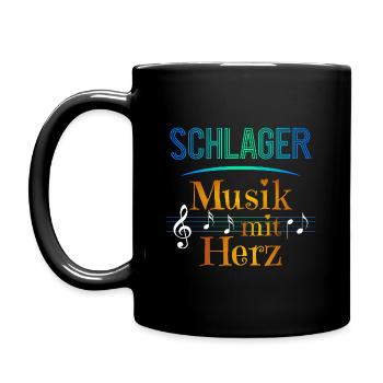 Schlager Musik mit Herz - Tasse einfarbig - Schwarz - Links