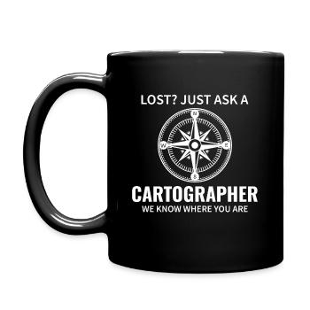 Cartographer Compass Map Navigation GIS - Full Colour Mug - black - Left