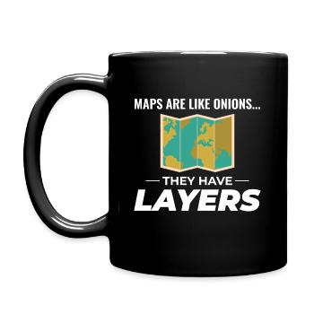 Couches cartographiques SIG Cartographie Données géographiques - Mug uni - noir - Gauche