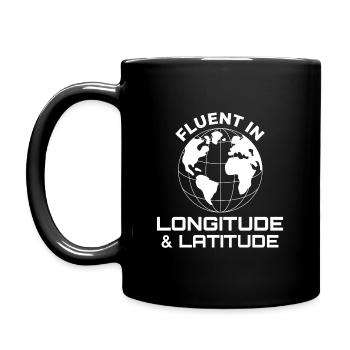 Fließend Längengrad Breitengrad GIS Globus - Tasse einfarbig - Schwarz - Links
