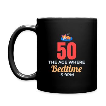 50th Birthday Bedtime 9PM Corgi Funny - Full Colour Mug - black - Left