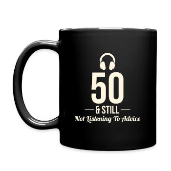 50 Nicht Hören Ratschläge Kopfhörer Lustig - Tasse einfarbig - Schwarz - Links