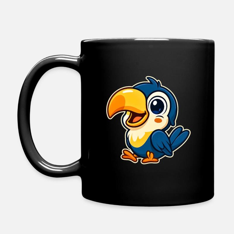 Laughing Toucan in Cartoon Style - Full Colour Mug - black