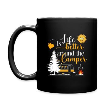 Life is better around the camper - Full Colour Mug - black - Left