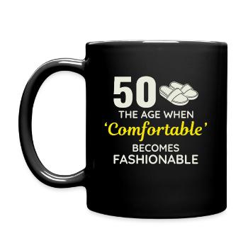 50th Birthday Comfortable Fashionable Slippers - Full Colour Mug - black - Left
