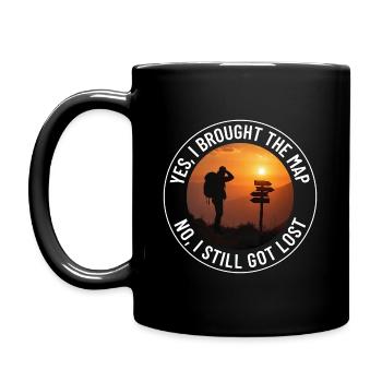 Outdoor Mapping Hiker Signpost Sunset Adventure - Full Colour Mug - black - Left