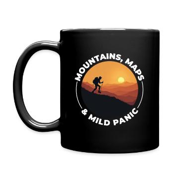 Hiking Mountain Sunset Adventure Outdoor Explore - Full Colour Mug - black - Left