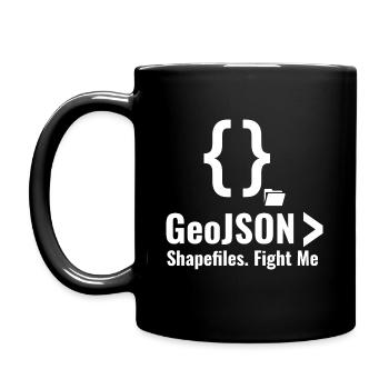 Débat sur le format de données GIS GeoJSON Shapefiles - Mug uni - noir - Gauche