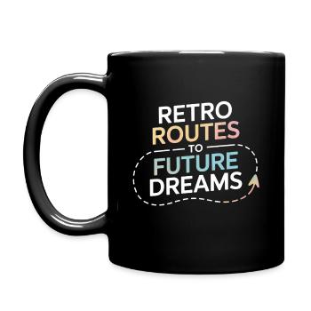 Retro Routen Future Dreams Kompass Karte - Tasse einfarbig - Schwarz - Links