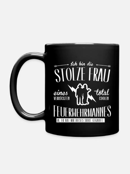 StolzeFrauFeuerwehrmannes - Tasse einfarbig - Schwarz