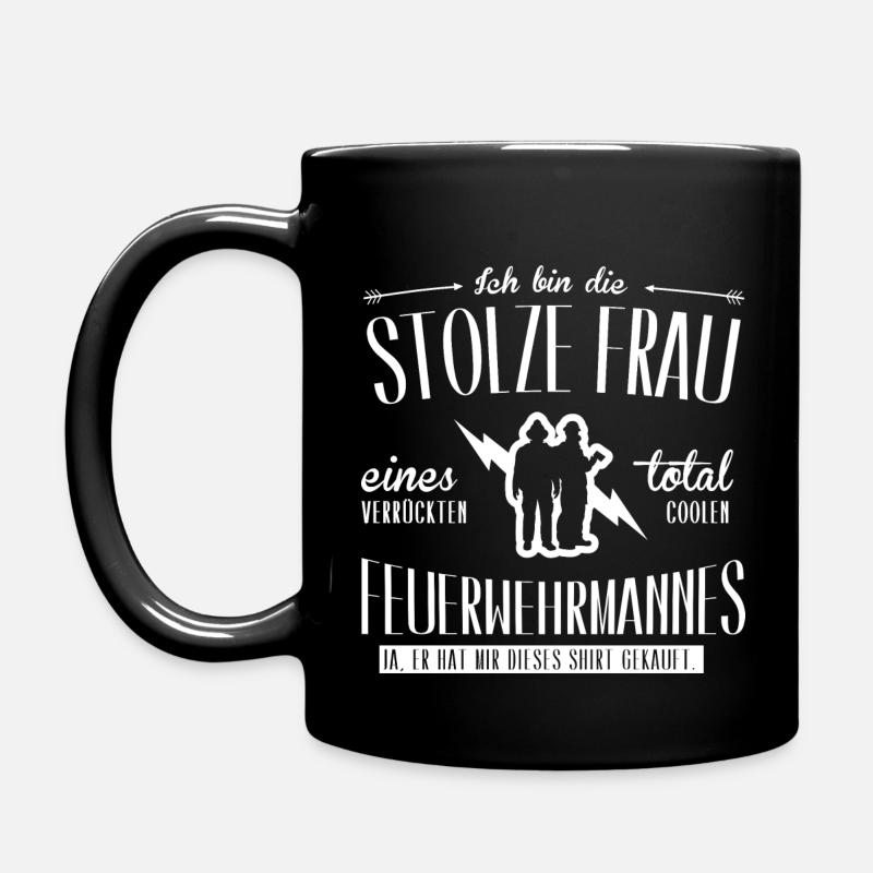 StolzeFrauFeuerwehrmannes - Tasse einfarbig - Schwarz