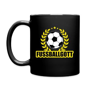 Fussball Gott - Tasse einfarbig - Schwarz - Links