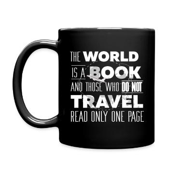 Weltreise Reisen Reise Buch Lesen Leben Geschenk - Tasse einfarbig - Schwarz - Links