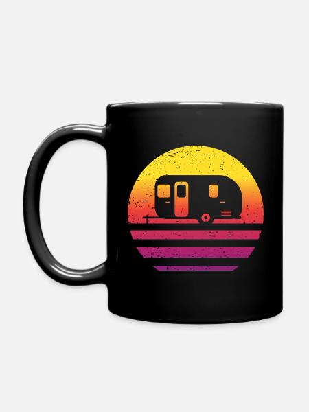 Camping Retro Style Vintage - Tasse einfarbig - Schwarz
