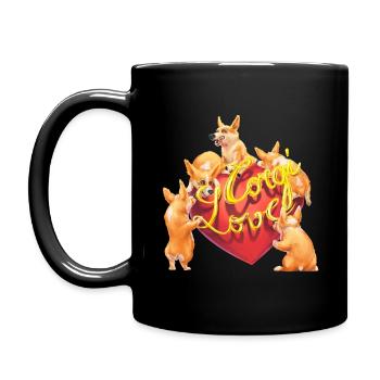 Corgi Love <3 - Full Colour Mug - black - Left
