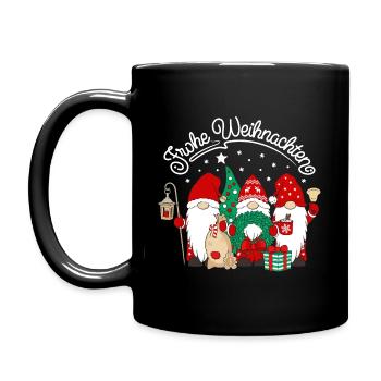 Wichtel Frohe Weihnachten Gnomies - Tasse einfarbig - Schwarz - Links