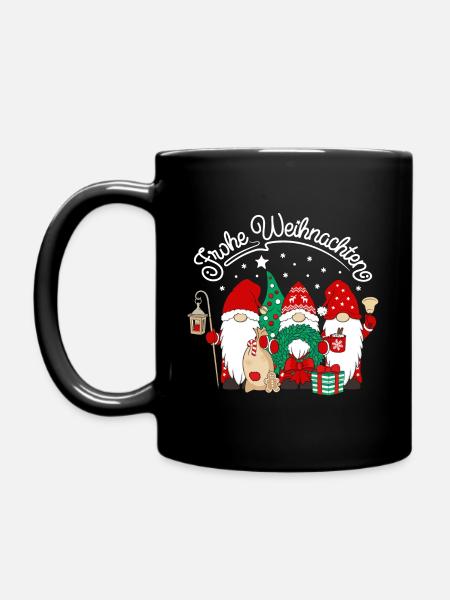 Wichtel Frohe Weihnachten Gnomies - Tasse einfarbig - Schwarz