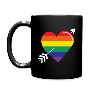 Pfeil Regenbogenherz Stolz - Tasse einfarbig - Schwarz - Links