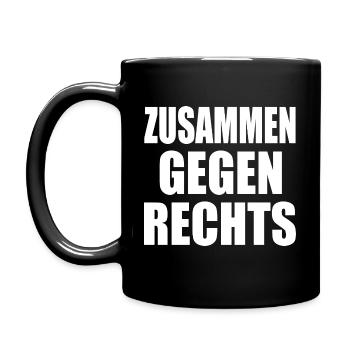 Zusammen gegen rechts - Tasse einfarbig - Schwarz - Links