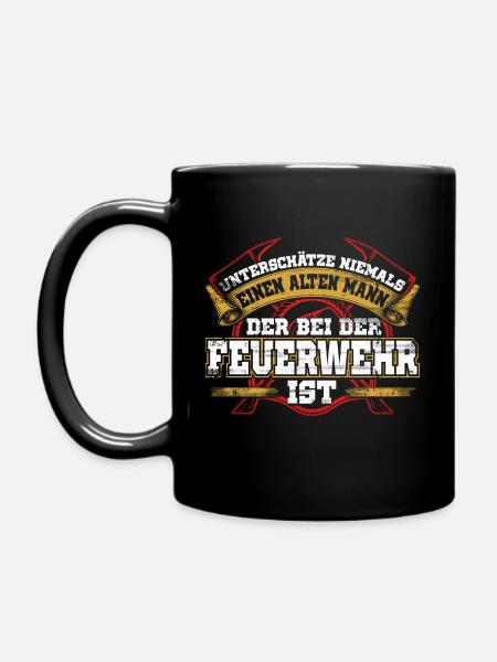 Feuerwehr - Alter Mann - Tasse einfarbig - Schwarz