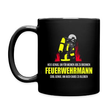 FEUERWEHRMANN HEIß & COOL FEUERWEHR GESCHENK - Tasse einfarbig - Schwarz - Links