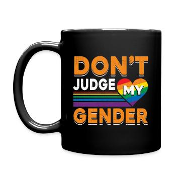 Don't Judge My Gender - LGBT Rights Statement - Full Colour Mug - black - Left
