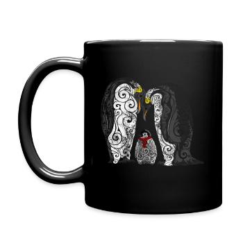 Famille de pingouins swirly - Mug uni - noir - Gauche