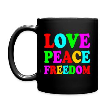 Love peace freedom - Mug uni - noir - Gauche