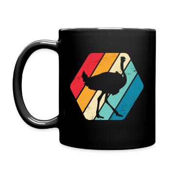 Strauß Vogelstrauß Vogel Afrika Retro - Tasse einfarbig - Schwarz - Links