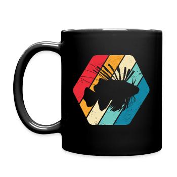Feuerfisch Löwenfisch Pterois Ozean Tauchen Retro - Tasse einfarbig - Schwarz - Links