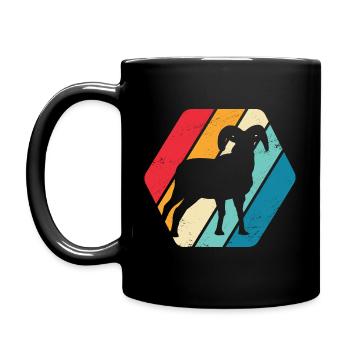 Mouflon Mouton Sauvage Animal Montagne Forêt Nature Rétro - Mug uni - noir - Gauche