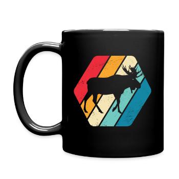 Elch Tier Wald Natur Retro - Tasse einfarbig - Schwarz - Links