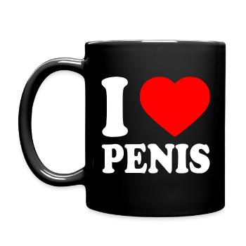 I love penis - Tasse einfarbig - Schwarz - Links