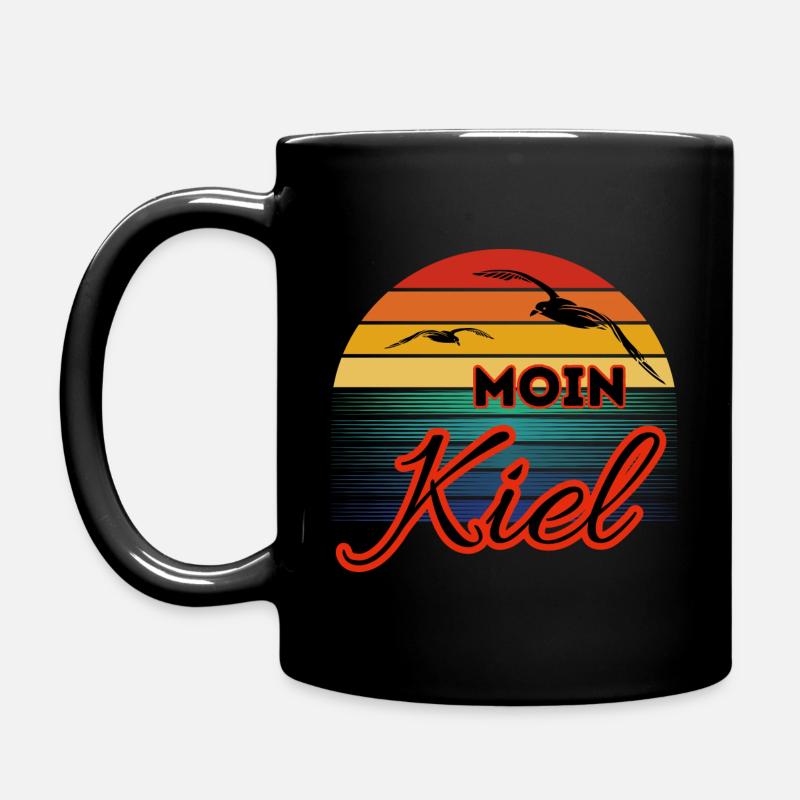 Moin Kiel avec mouette dans un style rétro - Mug uni - noir