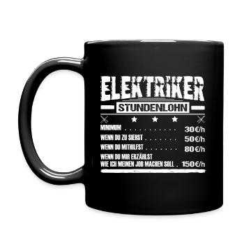 Elektriker Stundenlohn Elektroniker Sprüche Fun - Tasse einfarbig - Schwarz - Links