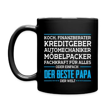 Der beste Papa der Welt - Tasse einfarbig - Schwarz - Links