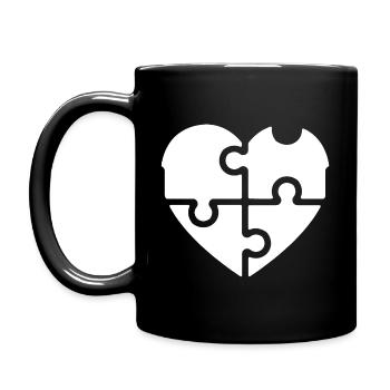 Puzzle der Liebe - Herz - Tasse einfarbig - Schwarz - Links