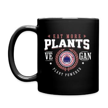 Eat more Plants Vegan Plant Powered Friends food - Tasse einfarbig - Schwarz - Links
