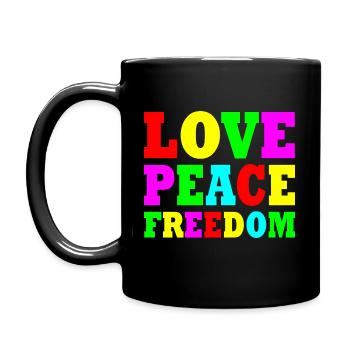 Love peace freedom - Tasse einfarbig - Schwarz - Links