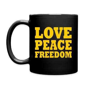 Love peace freedom - Tasse einfarbig - Schwarz - Links