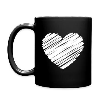 Cœur griffonné blanc - Mug uni - noir - Gauche
