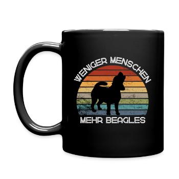 Weniger Menschen, mehr Beagles - Tasse einfarbig - Schwarz - Links