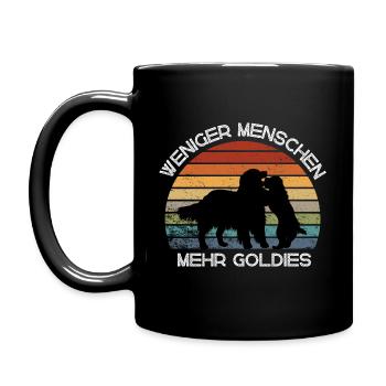 Weniger Menschen, mehr Goldies - Tasse einfarbig - Schwarz - Links