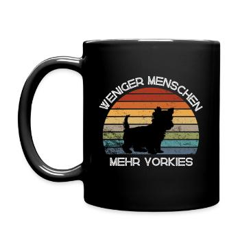Weniger Menschen, mehr Yorkies - Tasse einfarbig - Schwarz - Links
