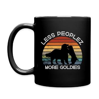 Less peoplez, more Golden Retrievers - Full Colour Mug - black - Left