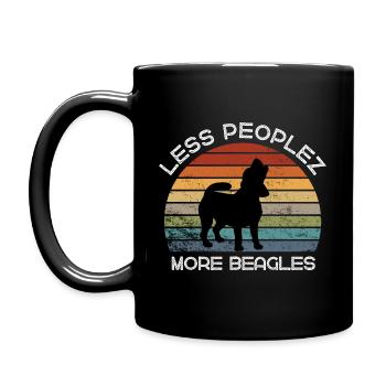 Less peoplez, more beagles - Full Colour Mug - black - Left