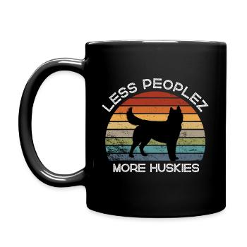 Less peoplez, more huskies - Full Colour Mug - black - Left