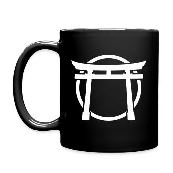 Minimalist White Torii Gate: Serenity - Full Colour Mug - black - Left